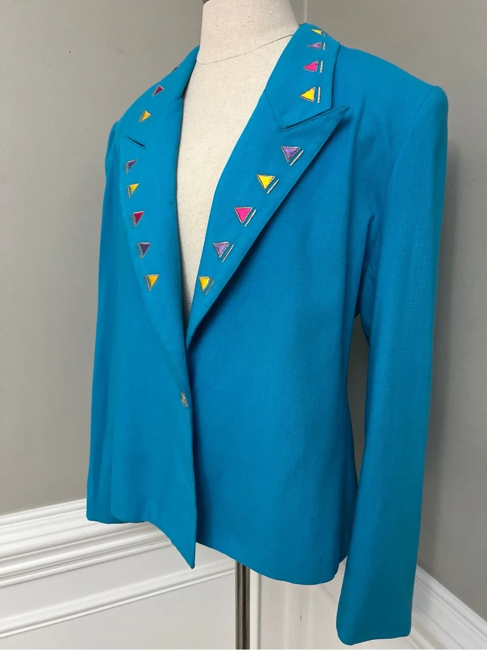 Vintage 80’s Women’s Turquoise Blazer by City Girl Los Angeles